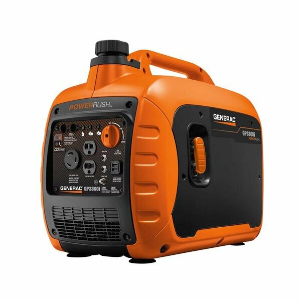 Generac Portable Generator, 2,500 W Rated, 3,300 W Surge, Recoil Start, 120V AC, 20.8 A 7153